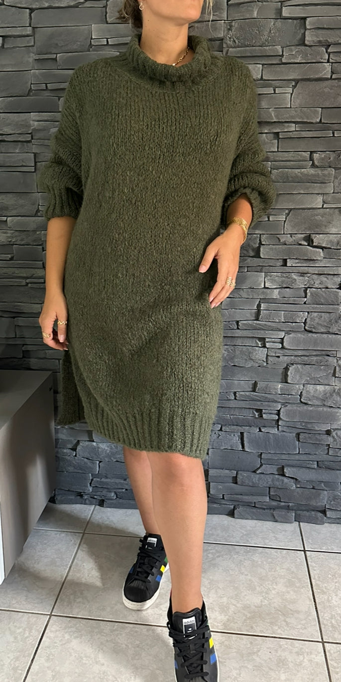 Robe pull Annie kaki (taille unique jusqu'au 54)