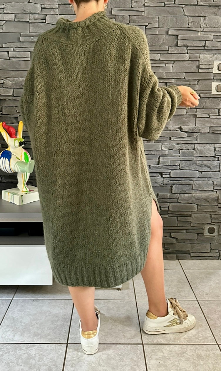 Robe pull Annie kaki (taille unique jusqu'au 54)