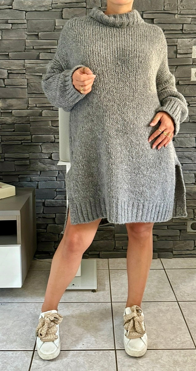 Robe pull Annie gris (taille unique jusqu'au 54)