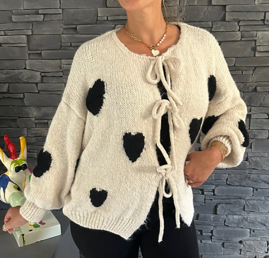 Gilet Sacha blanc et noir (taille unique jusqu’au 48)