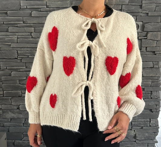 Gilet Sacha blanc et rouge (taille unique jusqu'au 48)