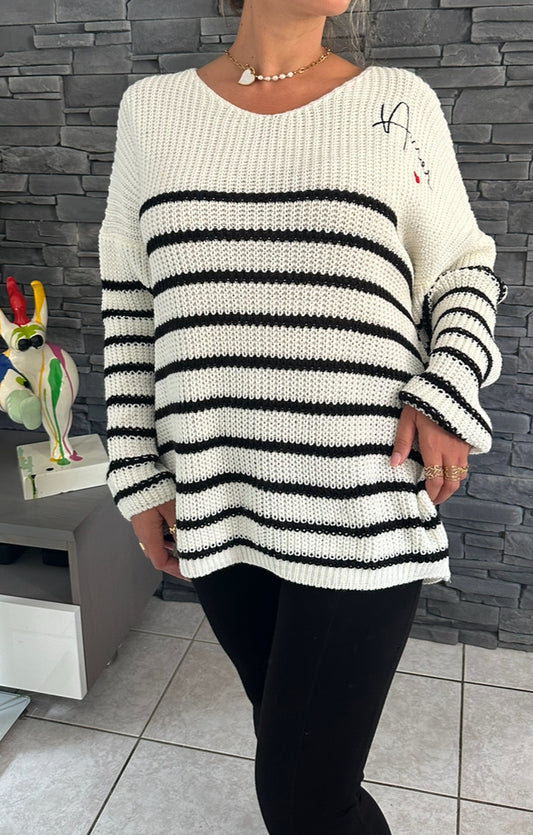 Pull Ginette blanc (taille unique jusqu'au 50)