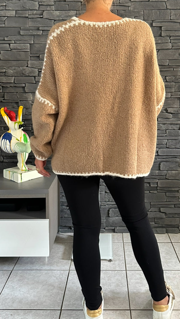 Gilet Alicette caramel (taille unique jusqu'au 52)