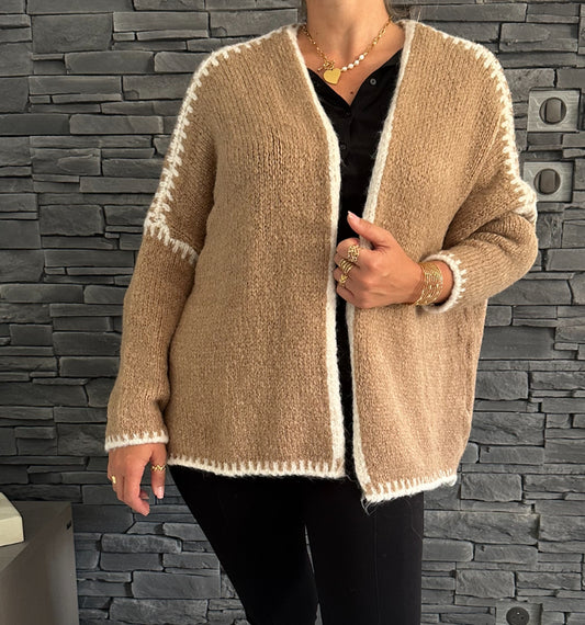 Gilet Alicette caramel (taille unique jusqu'au 52)