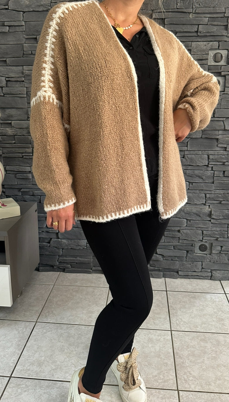 Gilet Alicette caramel (taille unique jusqu'au 52)