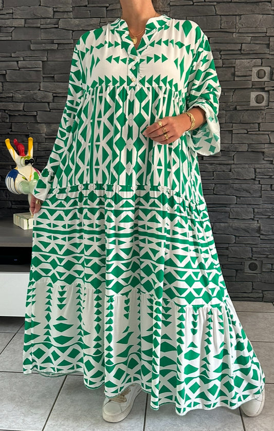 Robe Louise verte (de la taille 44 à la taille 52)