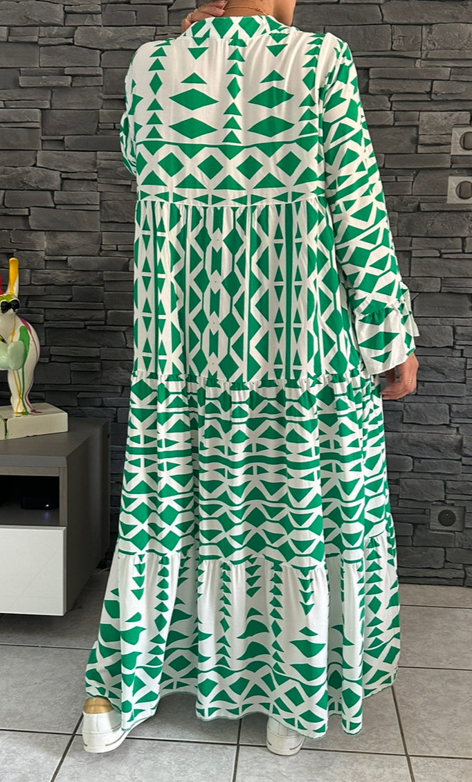 Robe Louise verte (de la taille 44 à la taille 52)