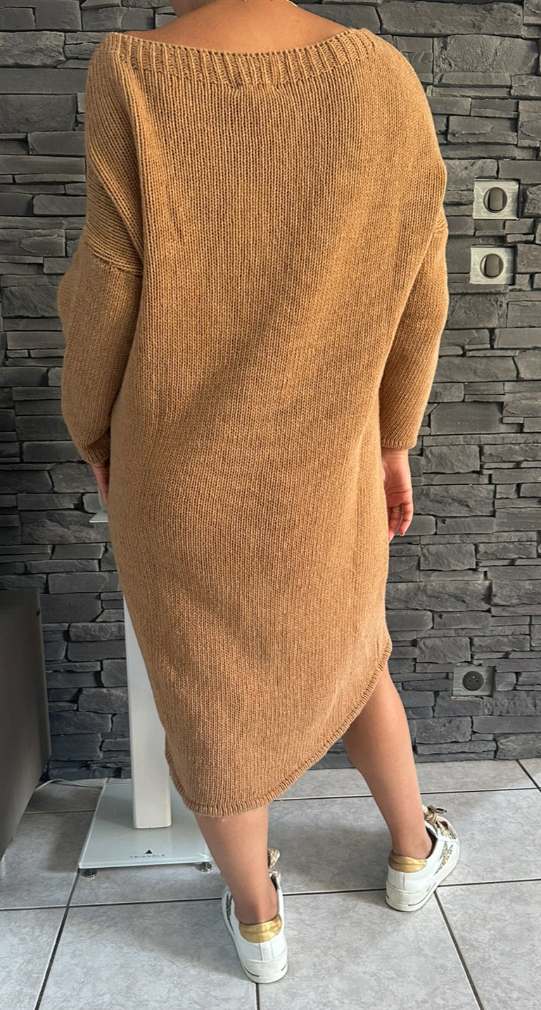 Robe pull Mia camel (taille unique jusqu'au 48/50)