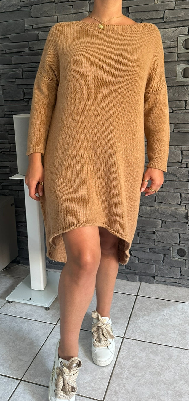 Robe pull Mia camel (taille unique jusqu'au 48/50)