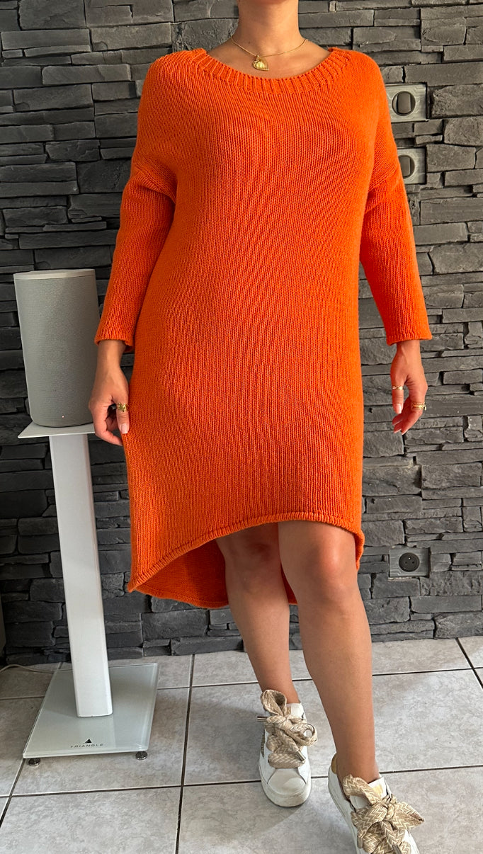 Robe pull Mia orange (taille unique jusqu'au 48/50)