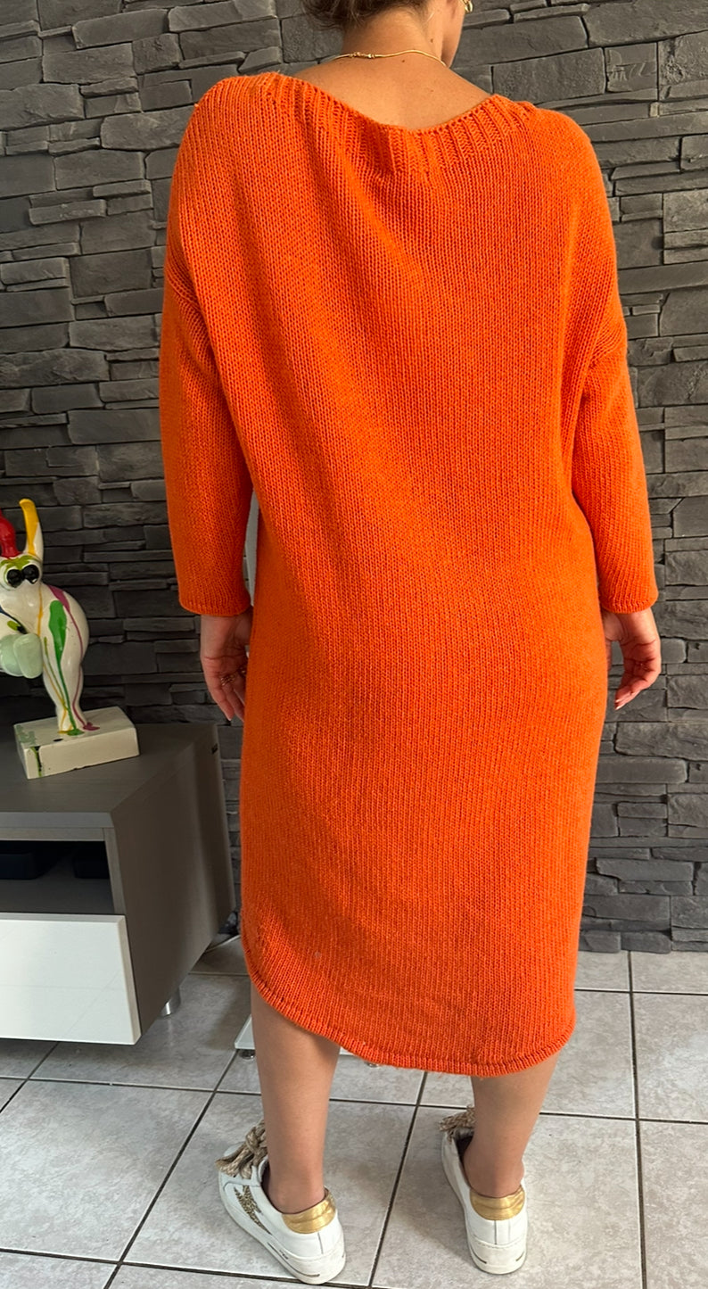 Robe pull Mia orange (taille unique jusqu'au 48/50)