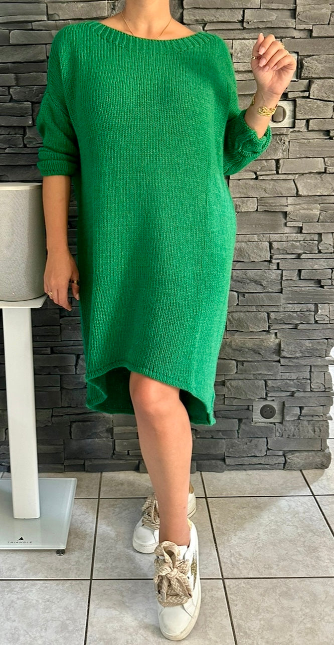 Robe pull Mia verte (taille unique jusqu'au 48/50)