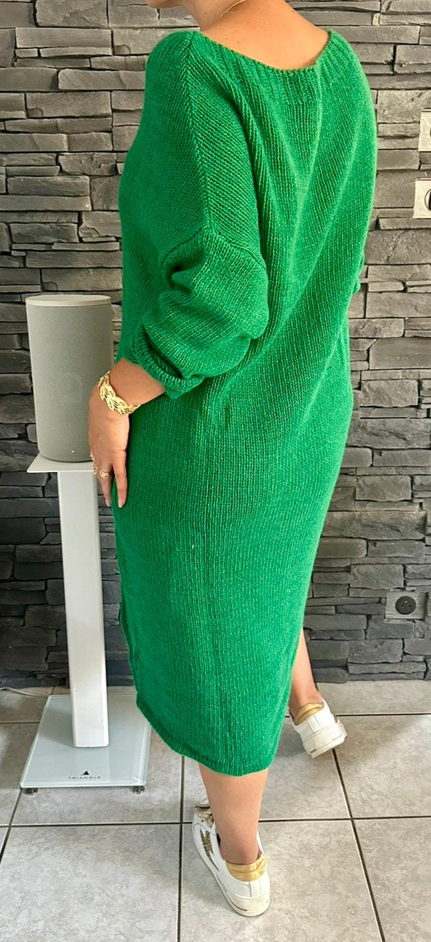 Robe pull Mia verte (taille unique jusqu'au 48/50)