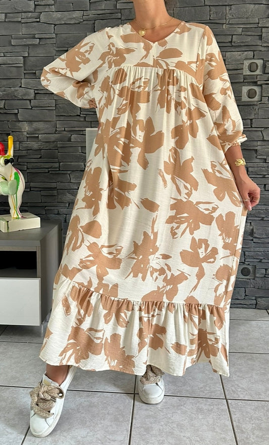 Robe Alessandra caramel (taille unique jusqu'au 50)