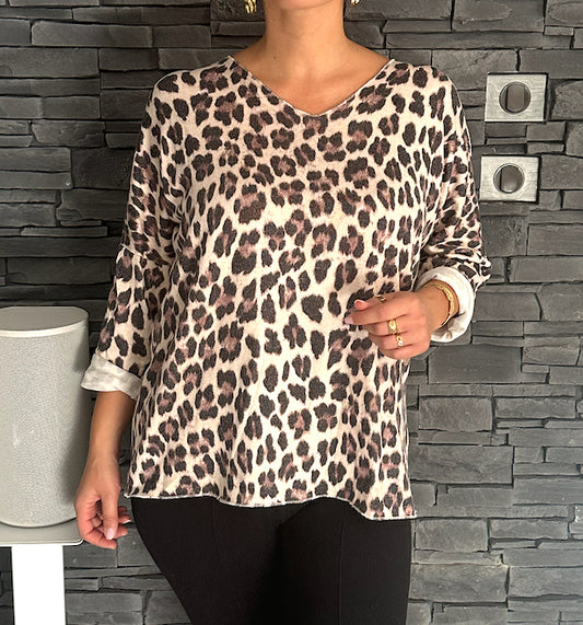 Pull fin Léopard (taille unique jusqu'au 46/48)