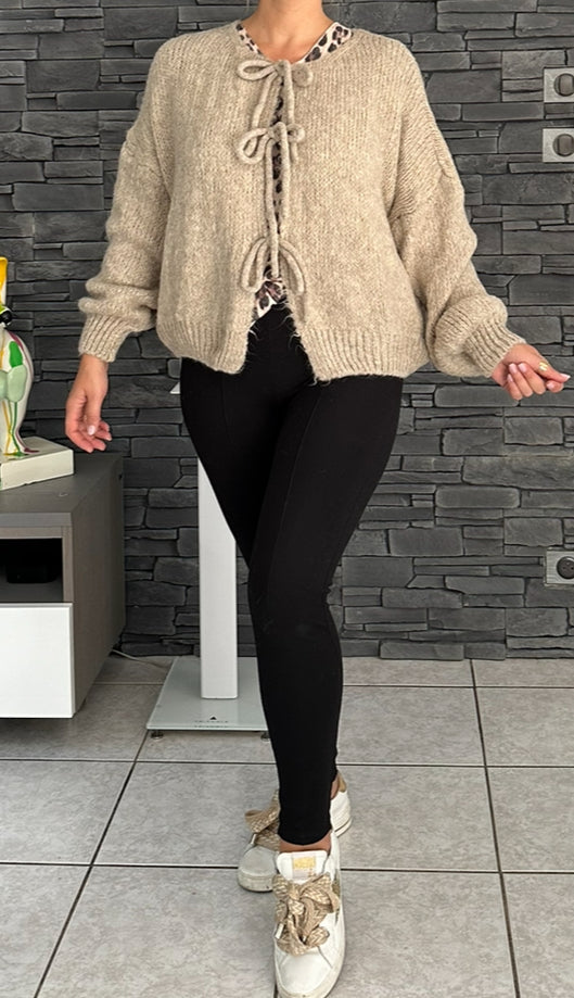 Gilet Sacha taupe (taille unique jusqu'au 48)