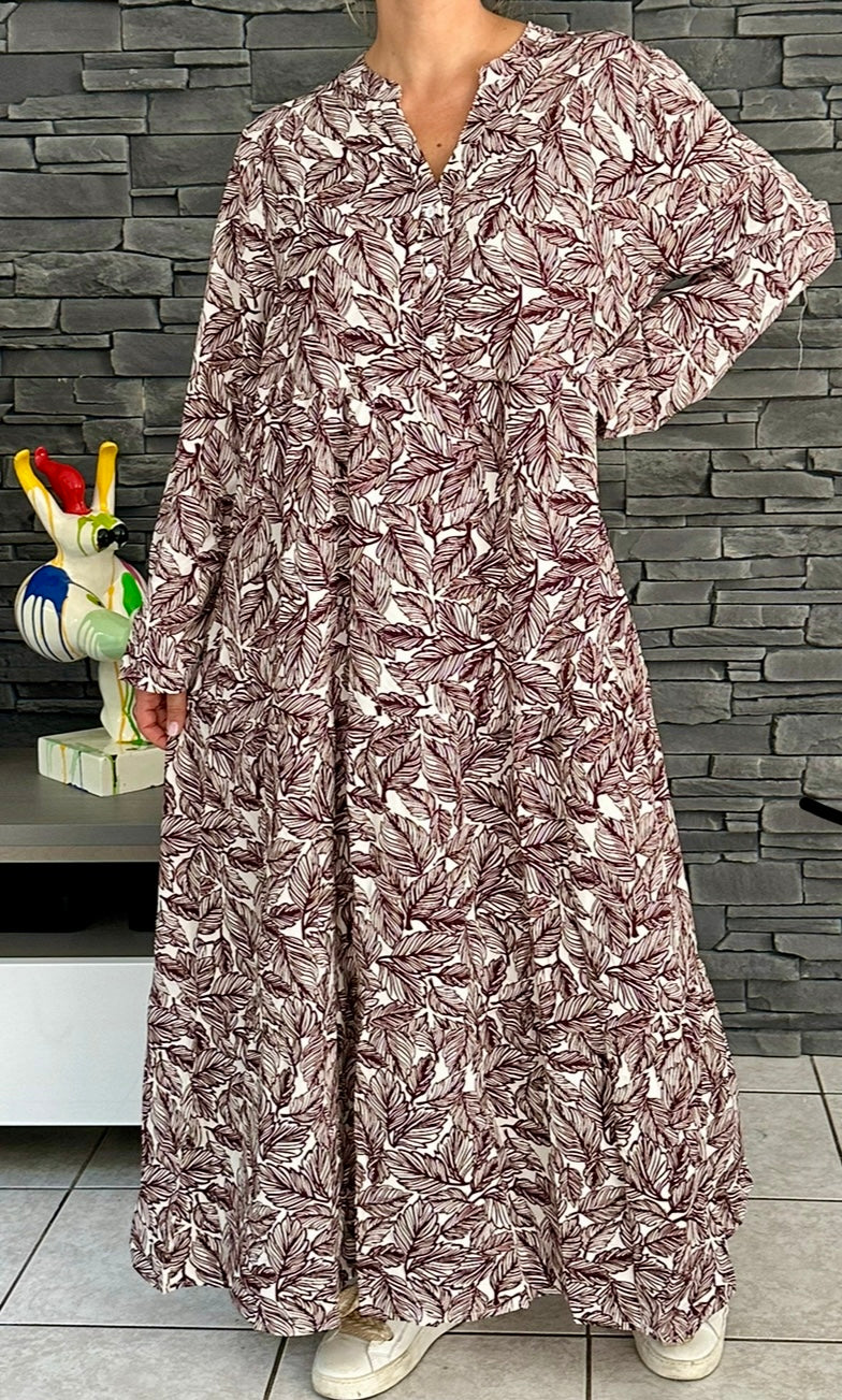 Robe Emma blanc/marron(taille 42 à 50)