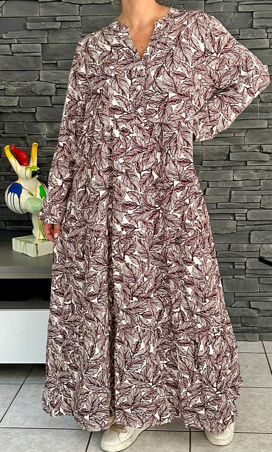 Robe Emma blanc/marron(taille 42 à 50)