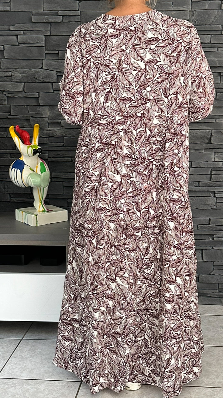 Robe Emma blanc/marron(taille 42 à 50)